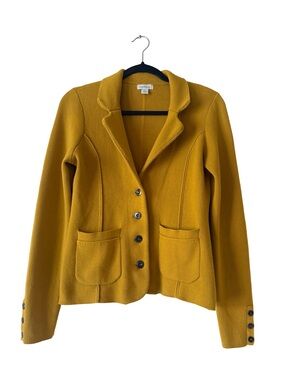 Sundance Mustard Yellow Women's Button Up Cardigan Blazer Jacket Cotton  SZ XS